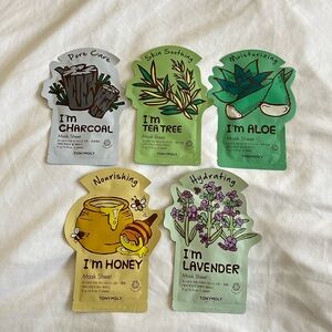Tony Moly Face Sheet Mask Bundle of 5 (Worth $15)